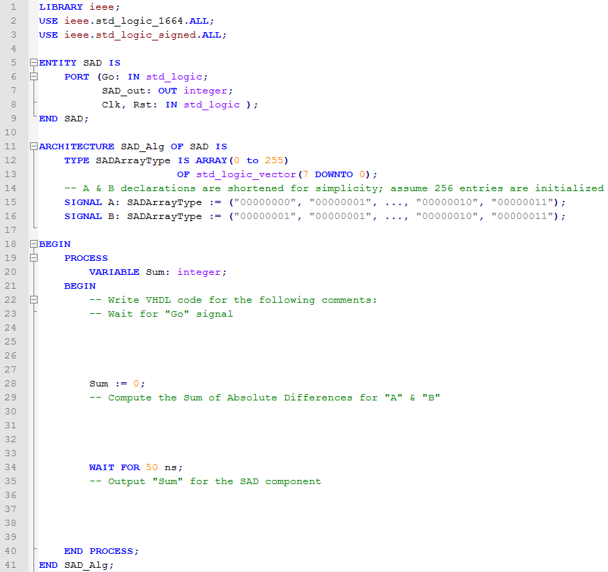 Sample Problem 2 VHDL Code